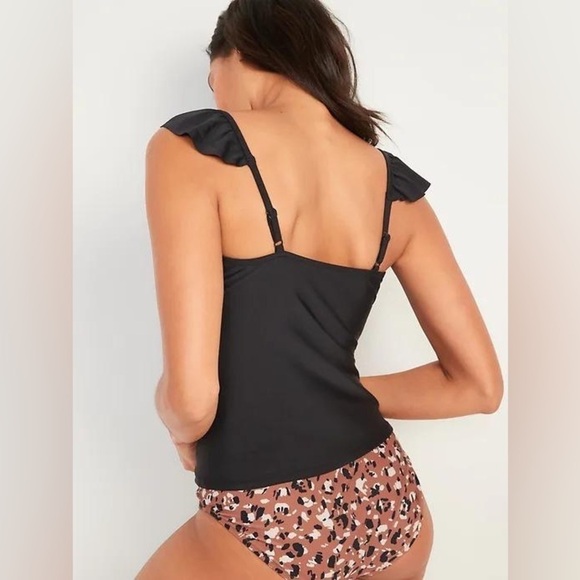 NWT! Black Ruffle-Trimmed Tankini Swim Top - Size Small 💎 - Picture 4 of 10